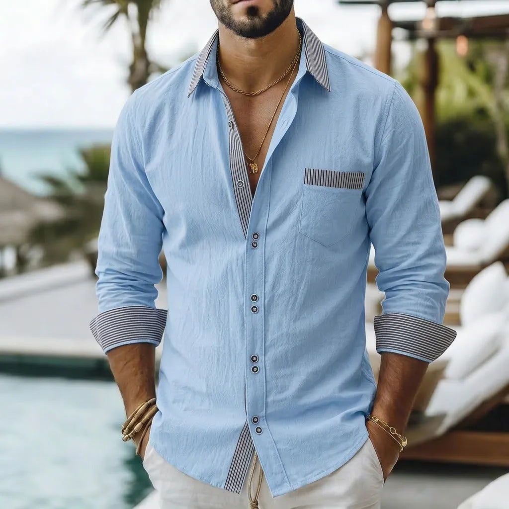 Herren Langarmhemd gestreift mit Doppelschnalle – Bild 3 | LuxeStyle