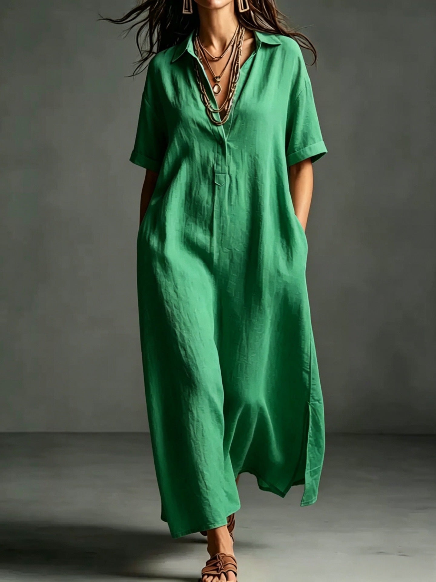 Elegantes knielanges Damen-Kleid mit Reverskragen