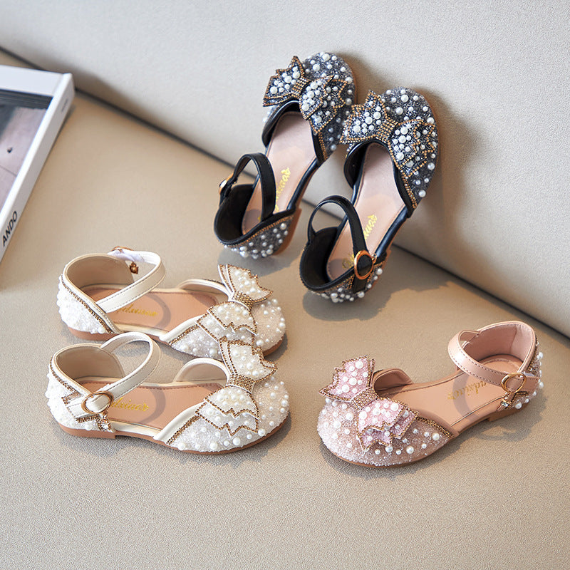 Mädchen Prinzessinnen-Pumps mit Perlen und Schleife – Bild 1 | LuxeStyle