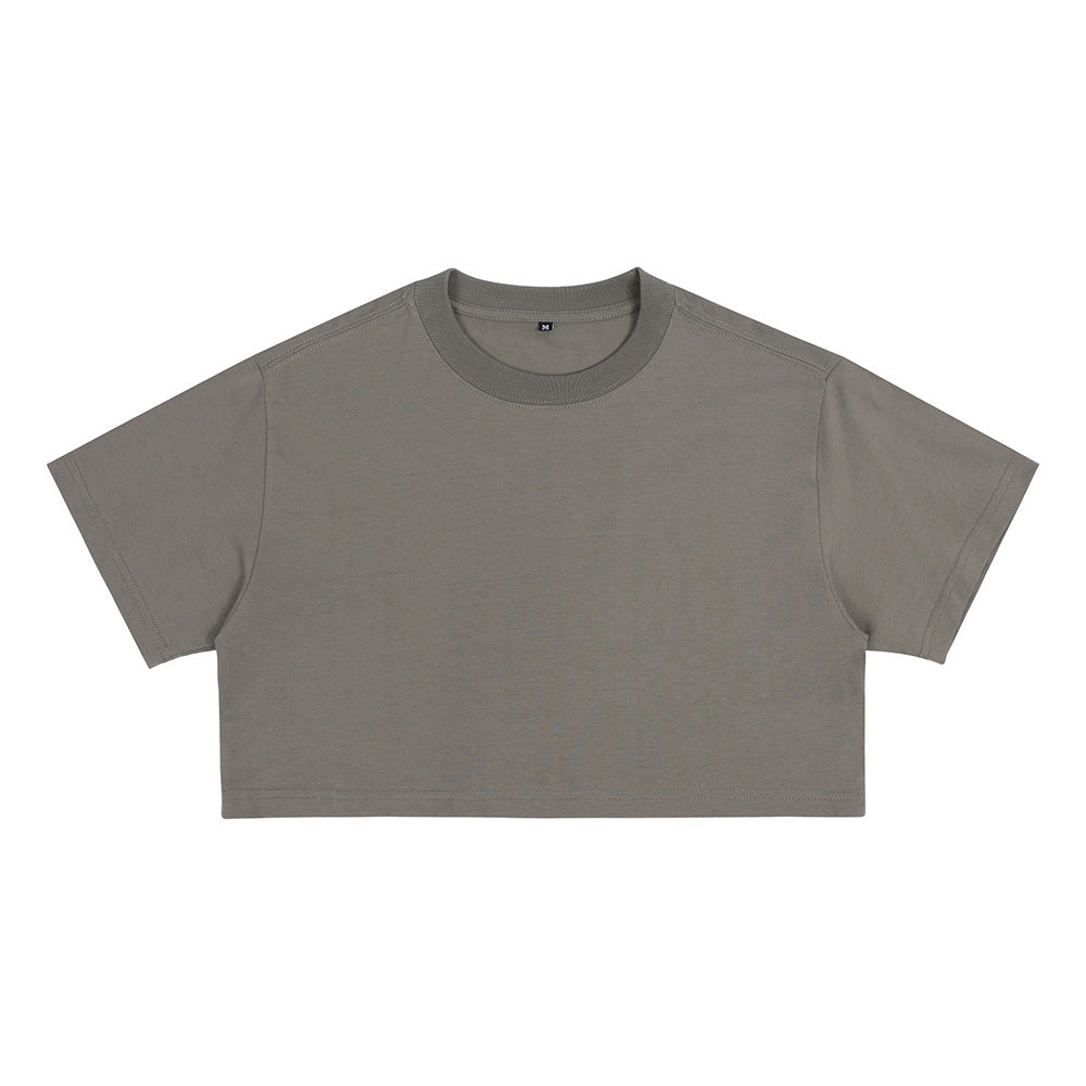 Kurzes Baumwoll-Crop-Top mit Rundhals