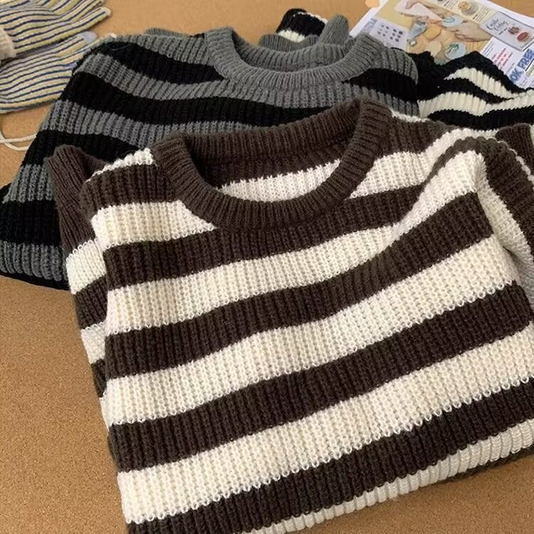 Striped Crew-Neck Pullover