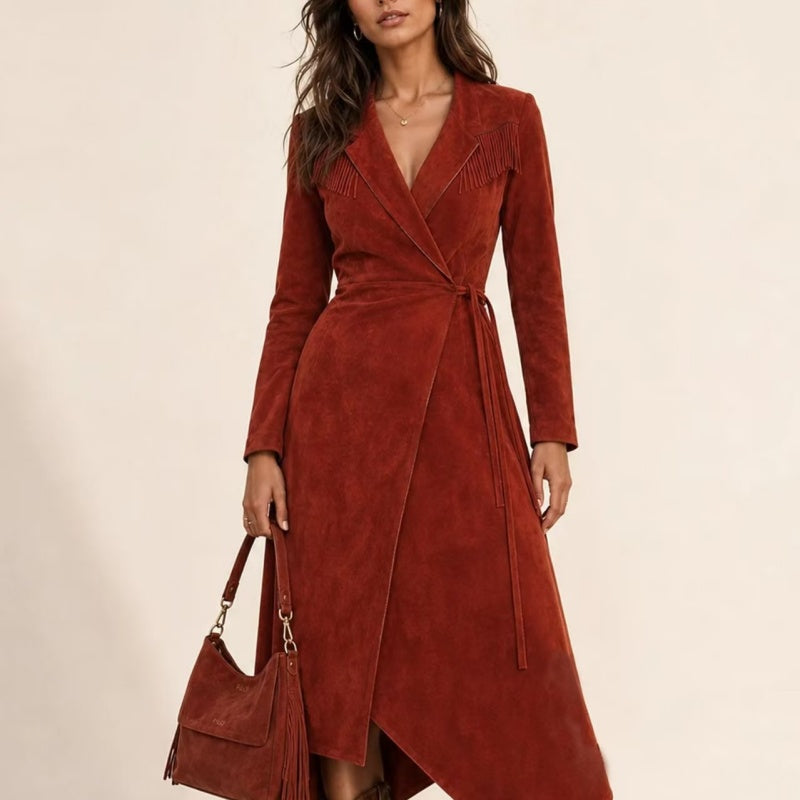 Tassel-Trenchkleid mit elastischer Taille – Bild 7 | LuxeStyle