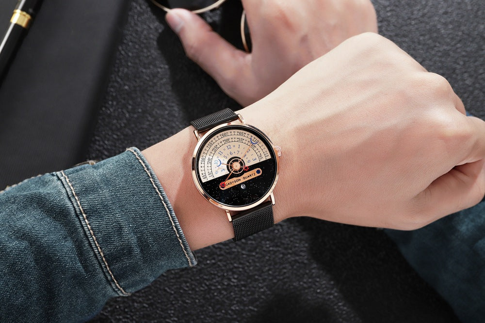 Quarz-Herrenuhr mit Kalender und Milanaise-Armband – Bild 7 | LuxeStyle