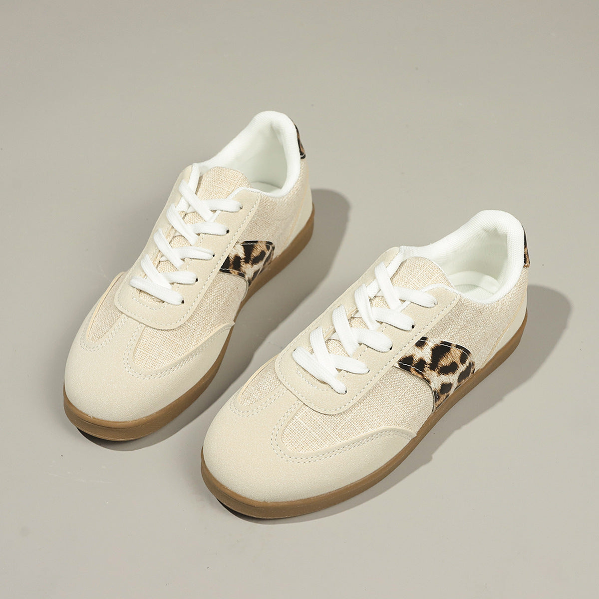 Vintage Leopard Print Schnürschuhe