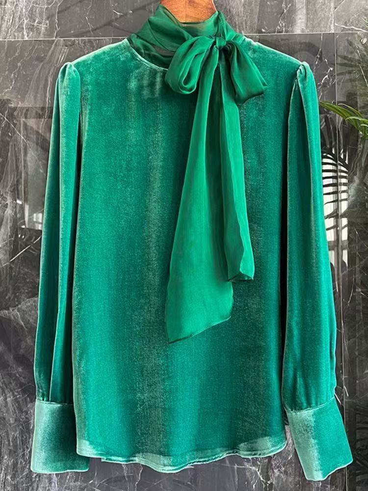 Damen-Bluse mit Bindekragen und Puffärmeln – Bild 3 | LuxeStyle