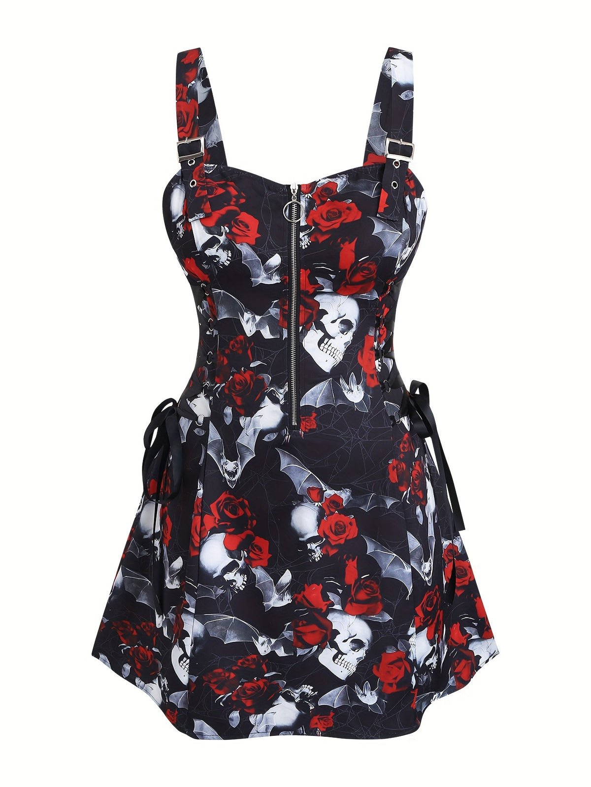 Figurbetontes Spaghettiträger-Kleid mit Totenkopf – Bild 9 | LuxeStyle