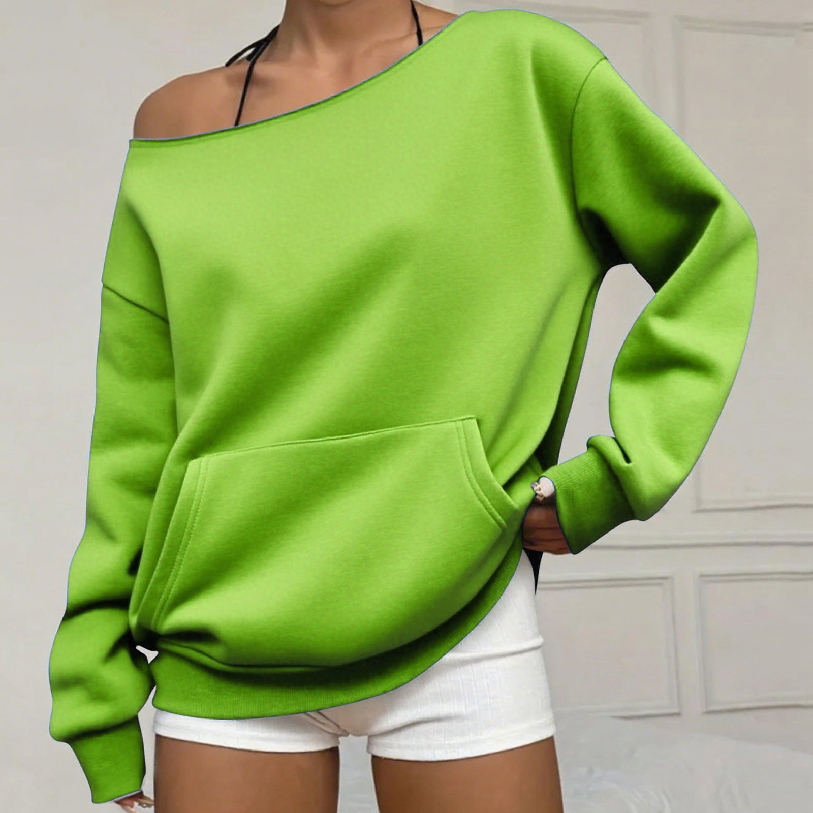 Off-Shoulder Sweatshirt mit Blumenmuster