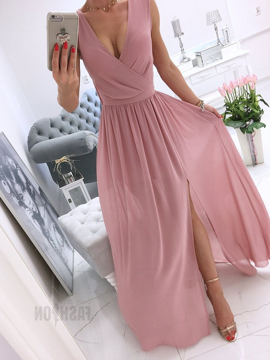 Ärmelloses V-Ausschnitt Kleid | LuxeStyle