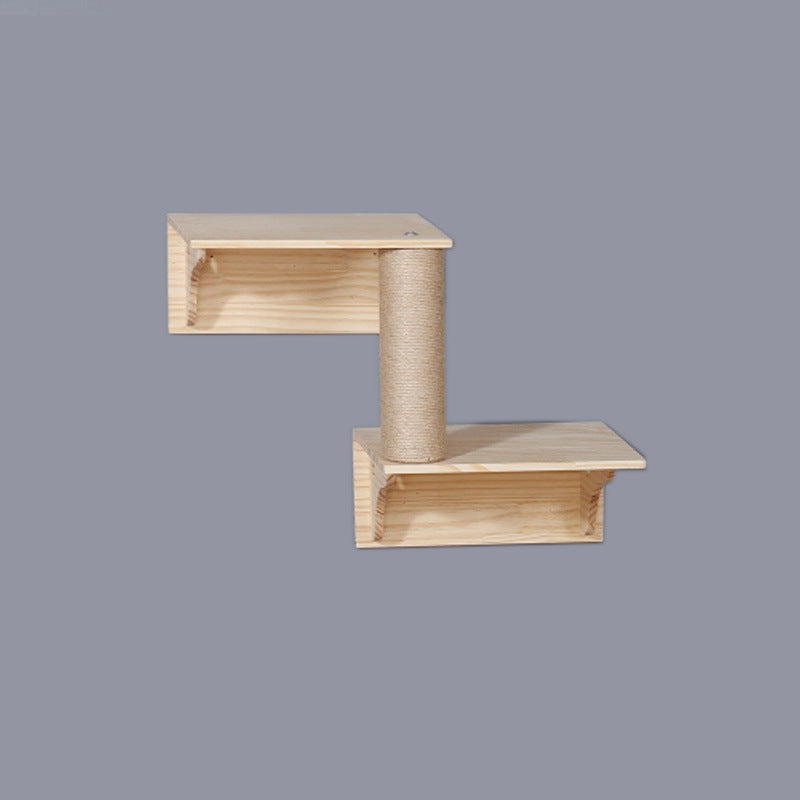 Wandmontierte Katzen-Kletterplattform aus Massivholz