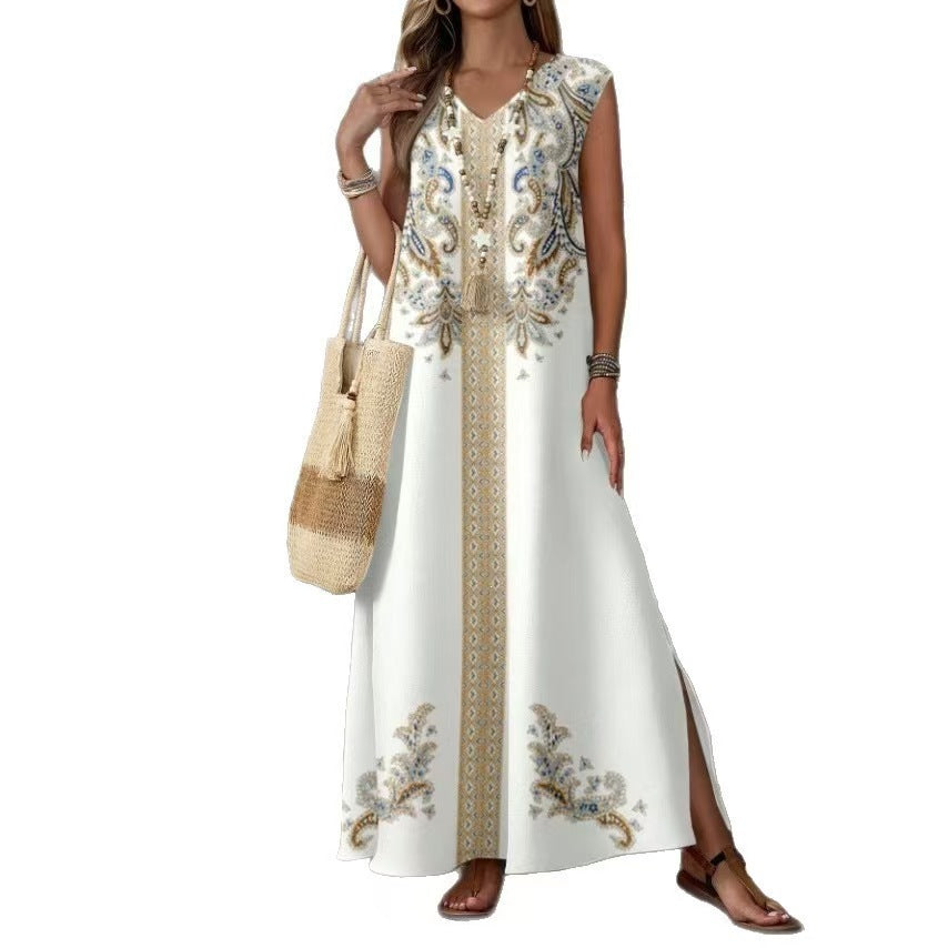 Ärmelloses Strandkleid mit V-Ausschnitt und Schlitz – Bild 3 | LuxeStyle