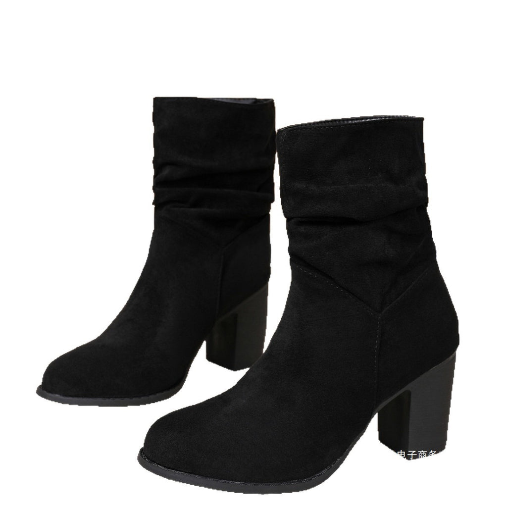 Plus-Größen Damenstiefel mit Blockabsatz
