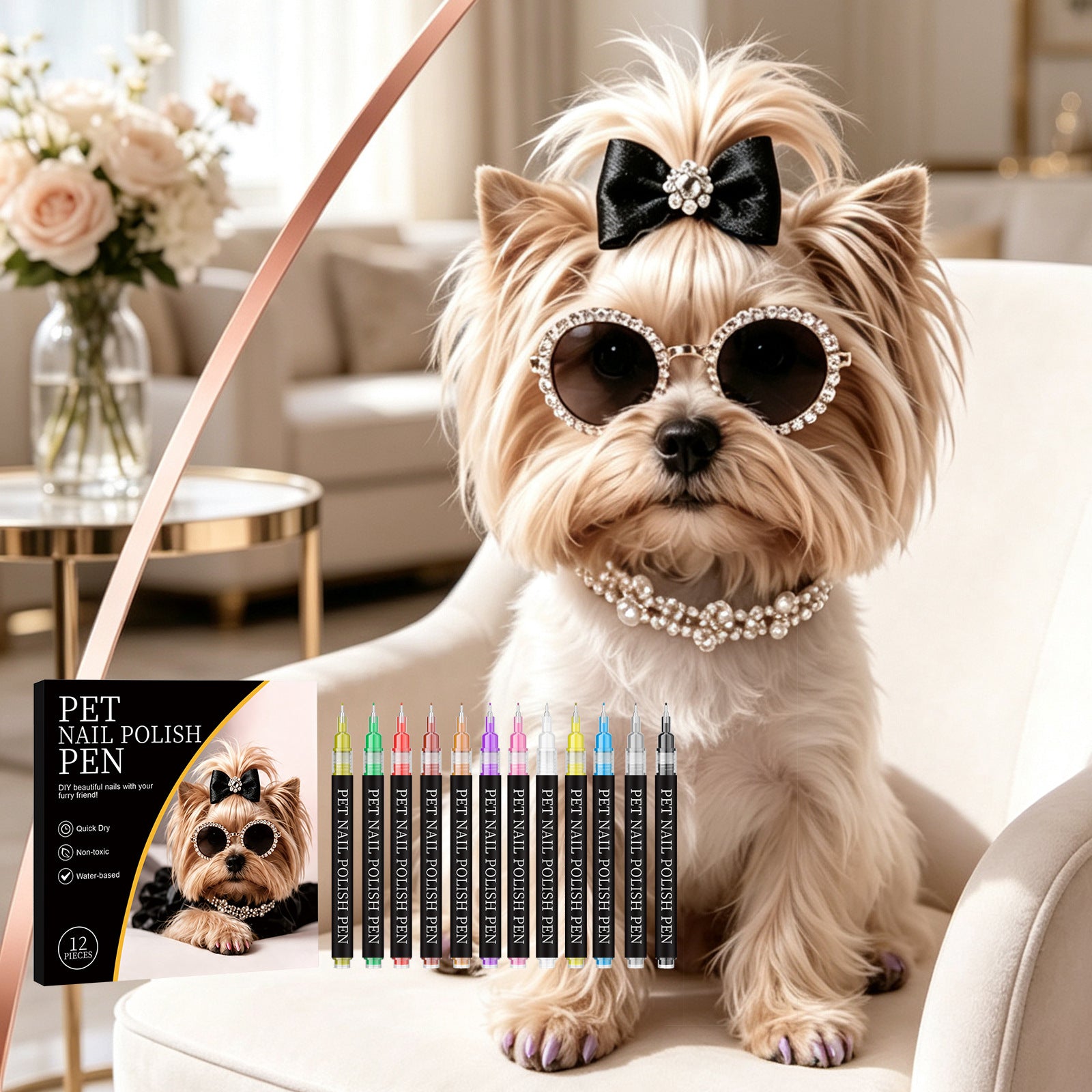 Nail Art Pinsel-Set für Haustiere (12 Stk.)