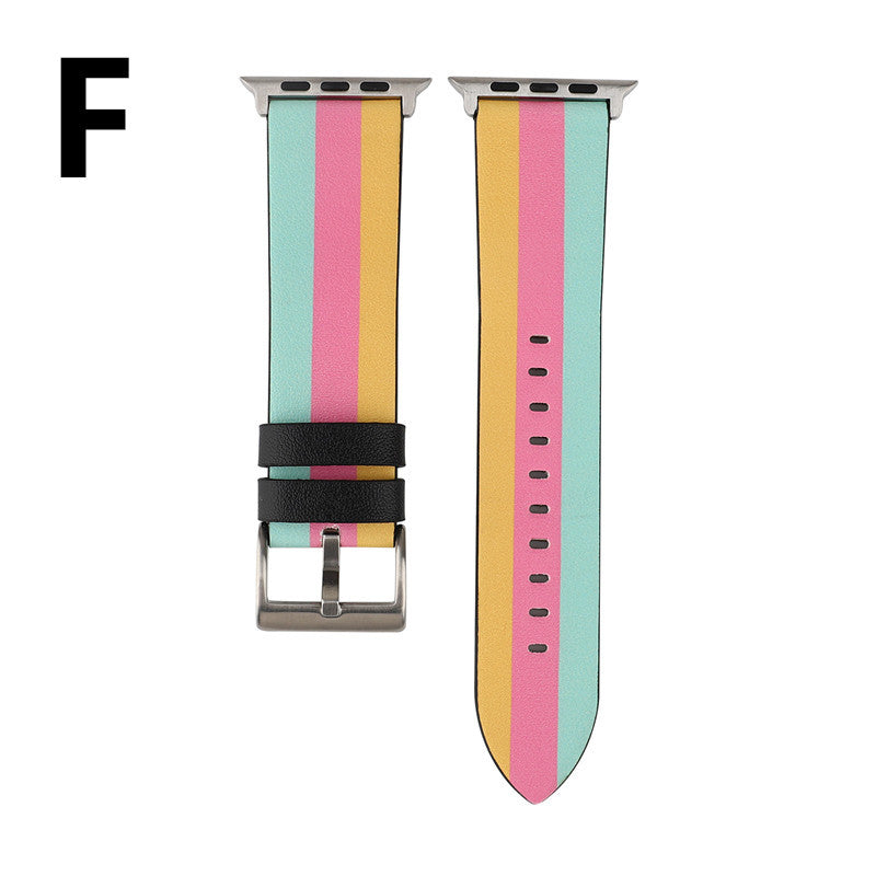 Leder-Uhrenarmband mit Flaggenmuster