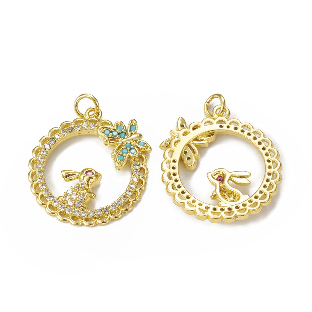 5er-Set Messing-Anhänger mit Zirkonia-Pavé
