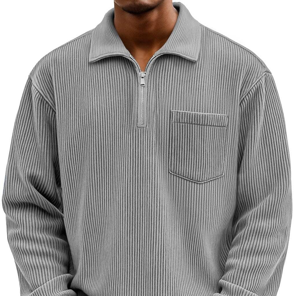 Henley Langarm-Hoodie mit Reissverschluss