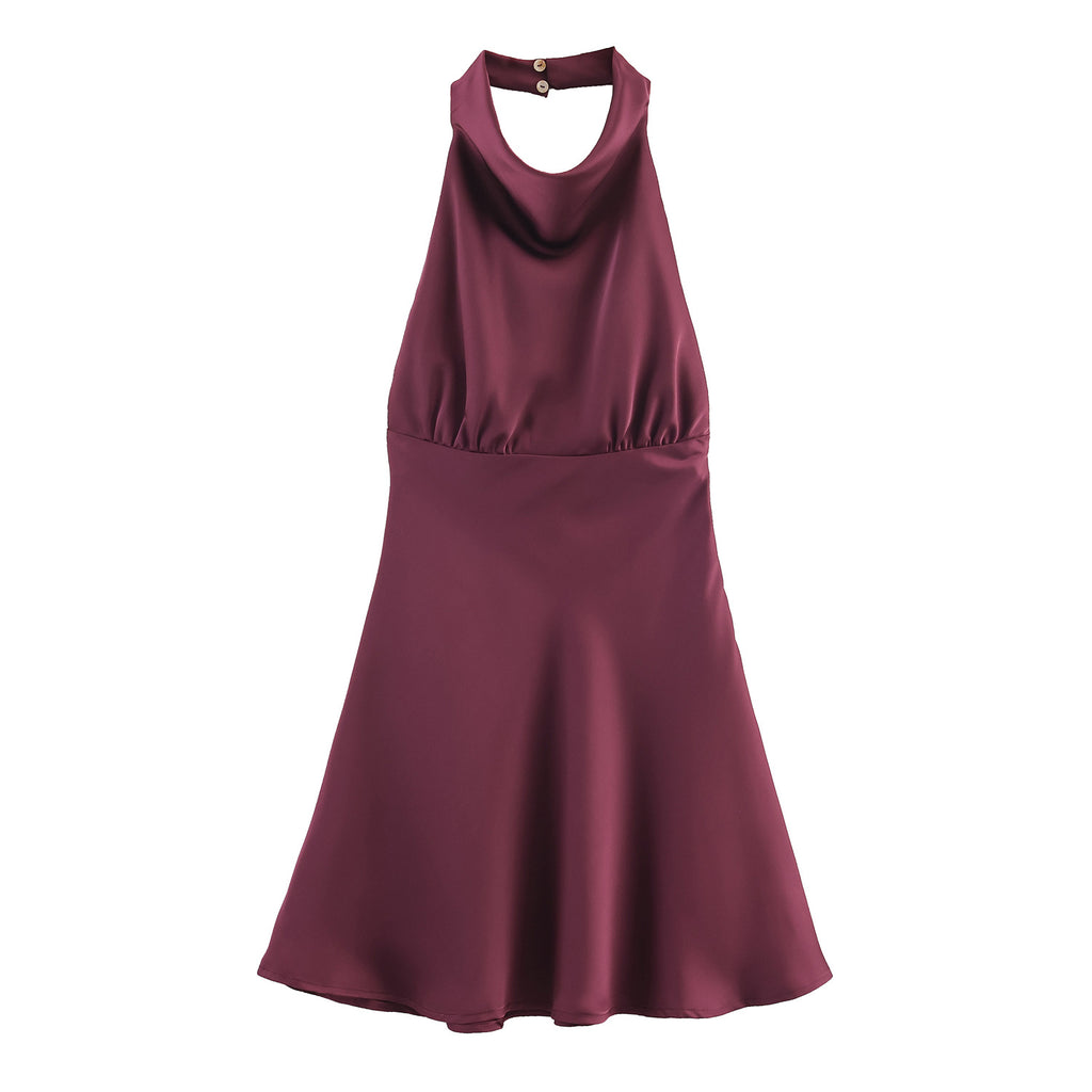 Kurzes Neckholder-Kleid aus Satin-Mix