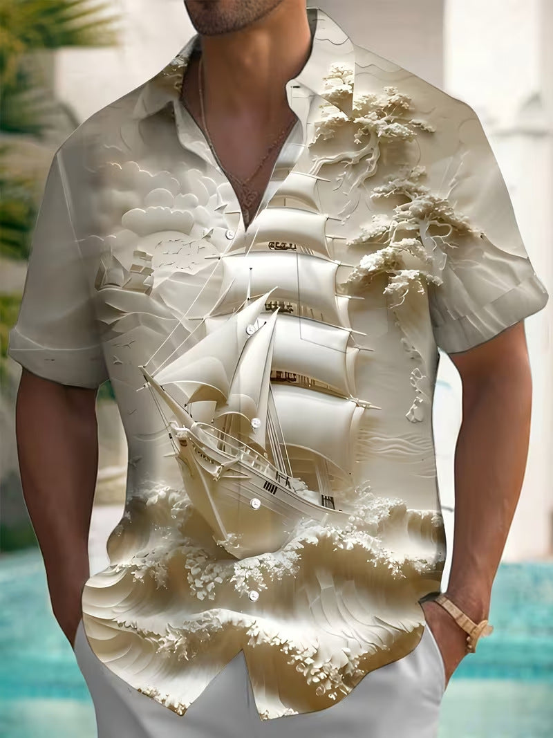 Herren Hemd mit Blumenprint und Kurzarm