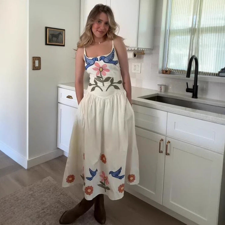 Damen trägerloses A-Linien-Kleid mit Print