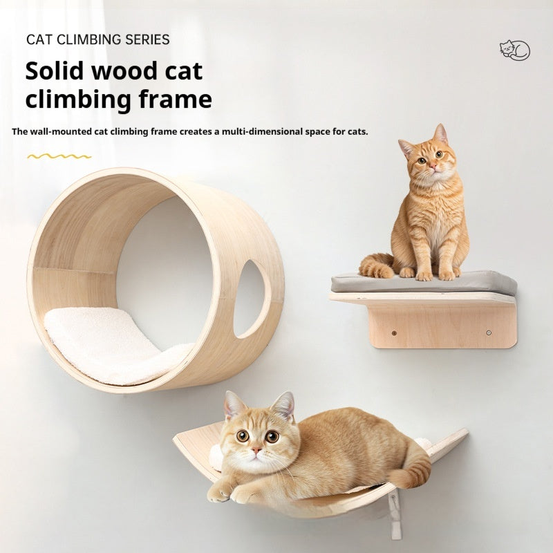 Wandmontierter Katzenbaum aus Massivholz – Ref. CJ-2603040142431619300