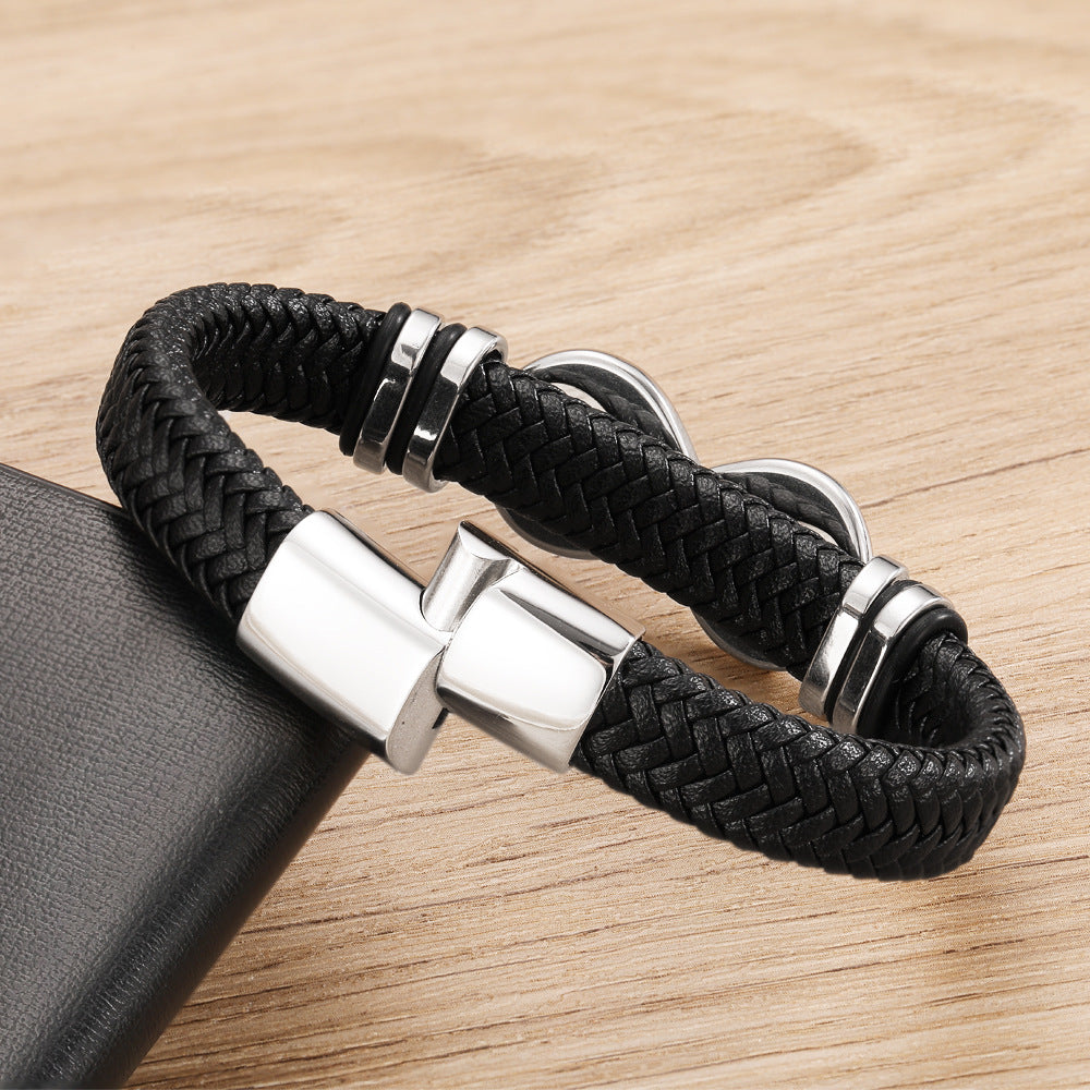 Geflochtenes Edelstahl-Lederarmband – Bild 4 | LuxeStyle