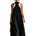 Ärmelloses Leinenkleid mit Rundhals