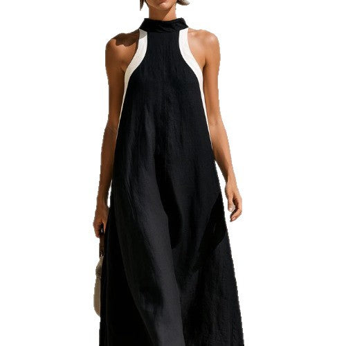 Ärmelloses Leinenkleid mit Rundhals