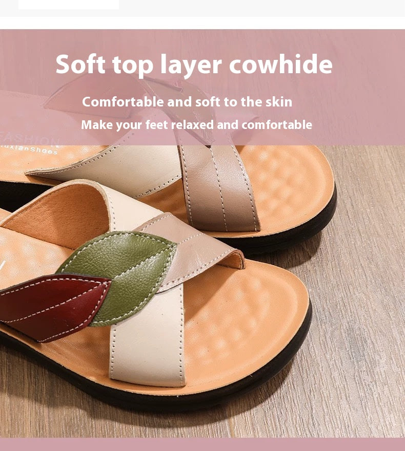 Bequeme Leder-Sandalen mit flacher Sohle – Bild 8 | LuxeStyle