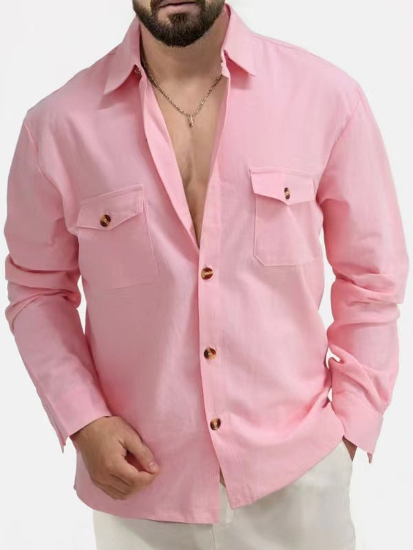 V-Ausschnitt Langarmshirt mit Brusttasche – Bild 10 | LuxeStyle