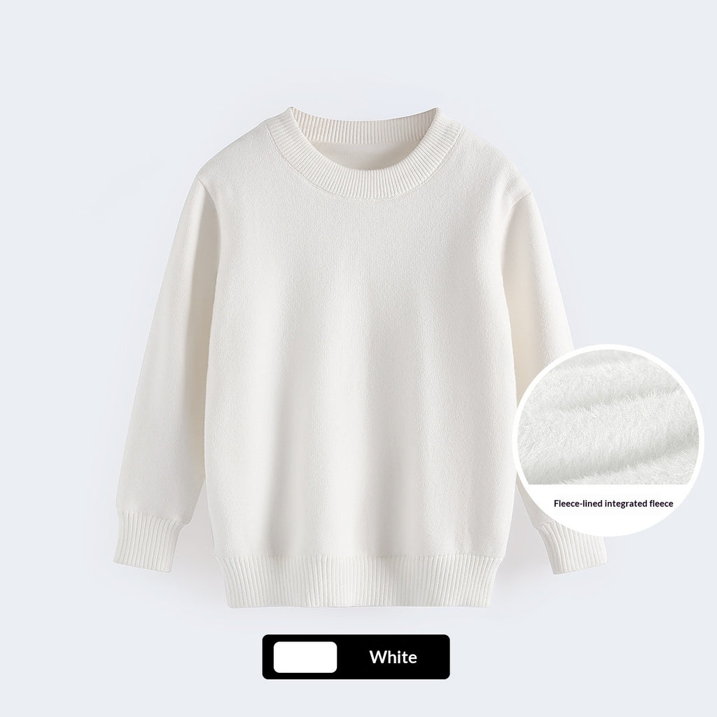 Weisser Pullover mit Fleece-Futter