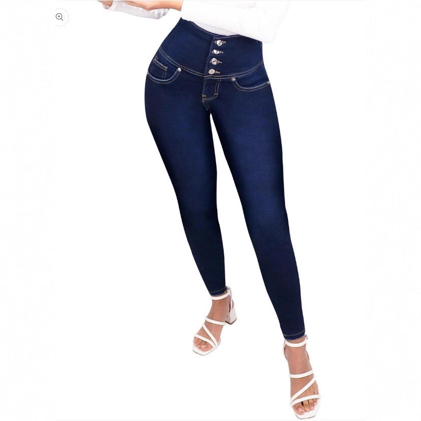 Formende Apfelpfanne-Jeans in Hellblau