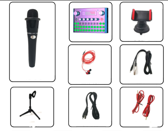 F007plus Live-Broadcast Soundkarte mit Mikrofon
