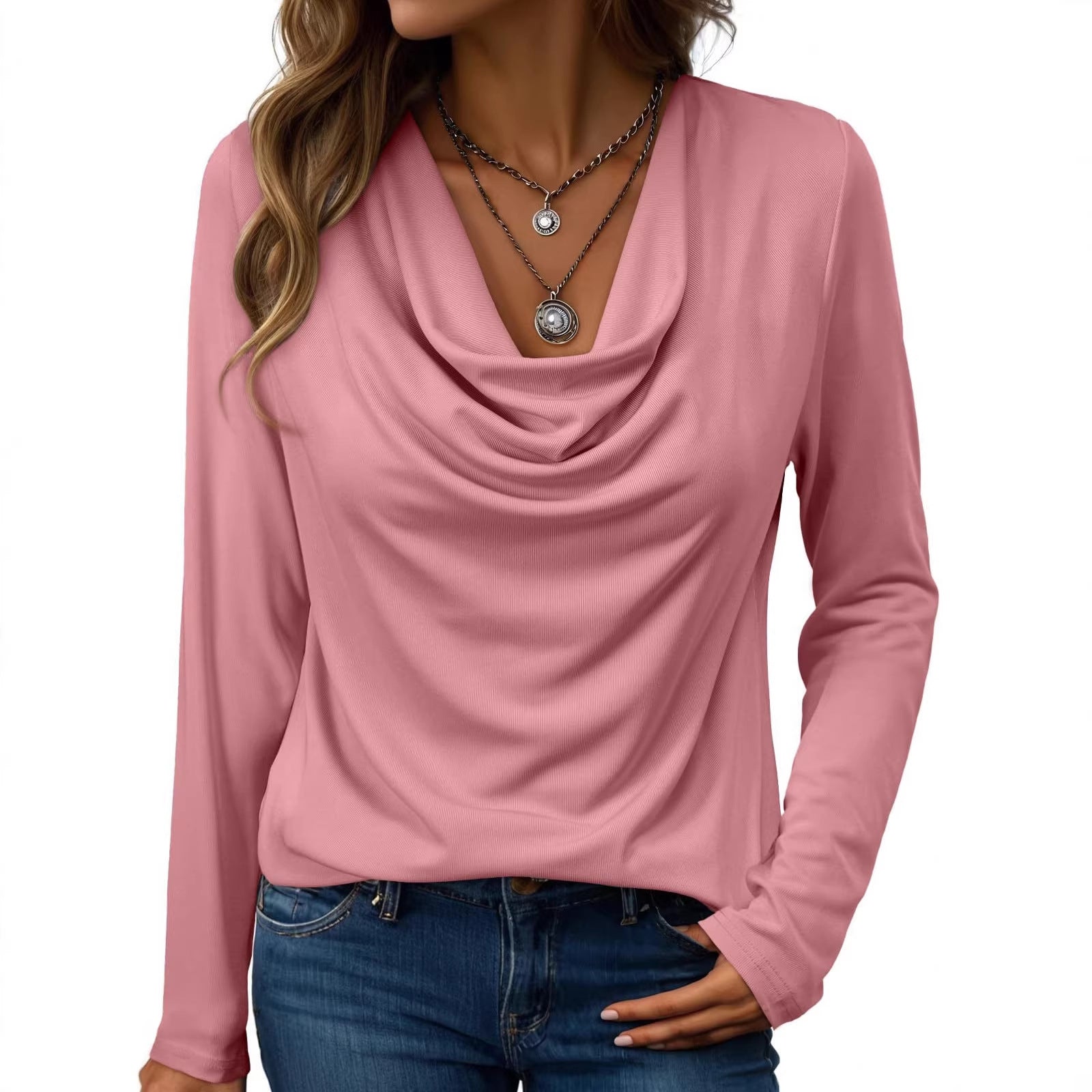 Damen Rollkragen Langarm-Top