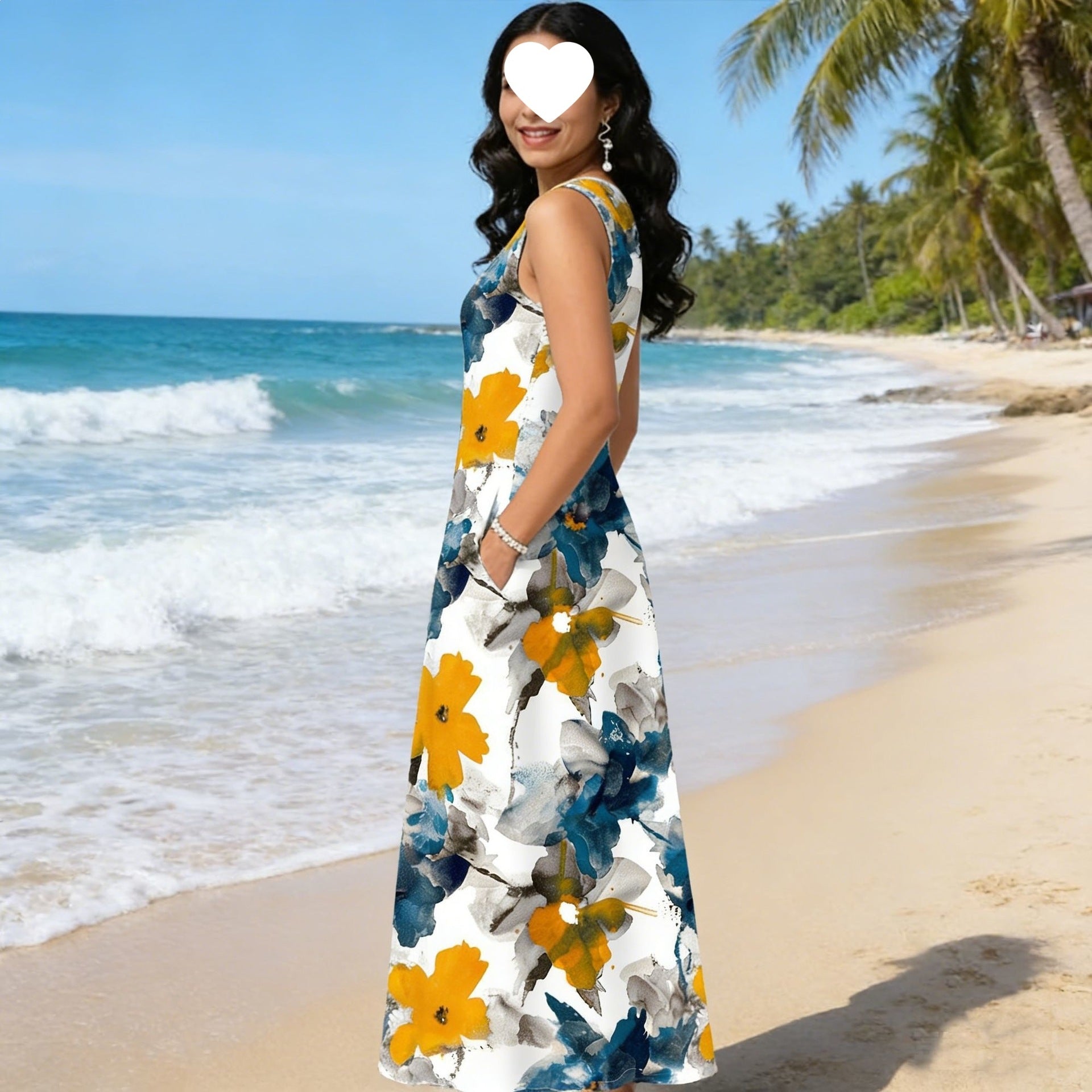 Maxikleid mit Tropenmuster