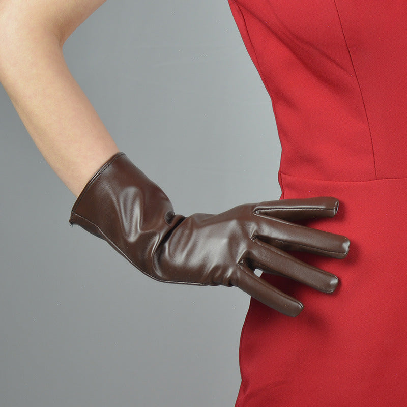Lange PU-Lederhandschuhe für Damen