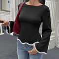 Elegante A-Linien Bluse mit Spitze und Blumenmuster