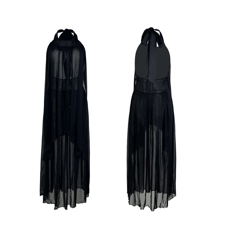 Mehrfarbiges Mesh Neckholder-Nachthemd – Bild 5 | LuxeStyle