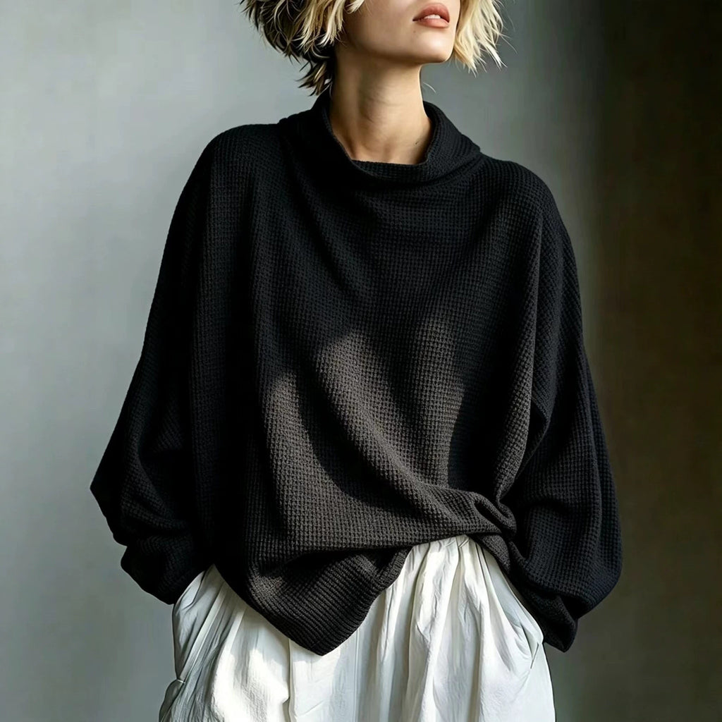 Strickpullover mit Rollkragen und Waffelstruktur