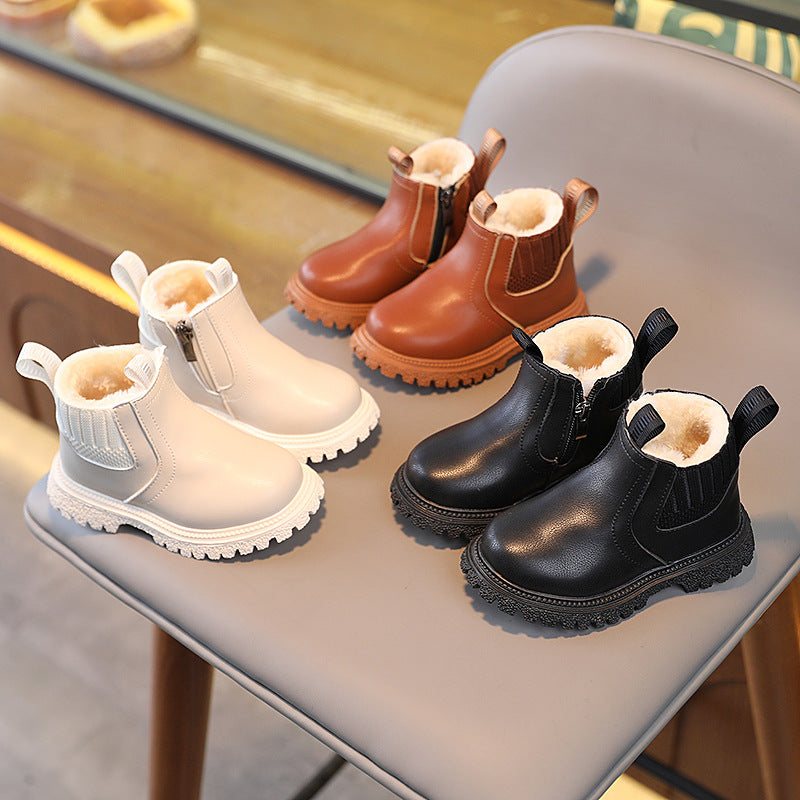 Warme Britische Kinder-Stiefeletten mit Fleece