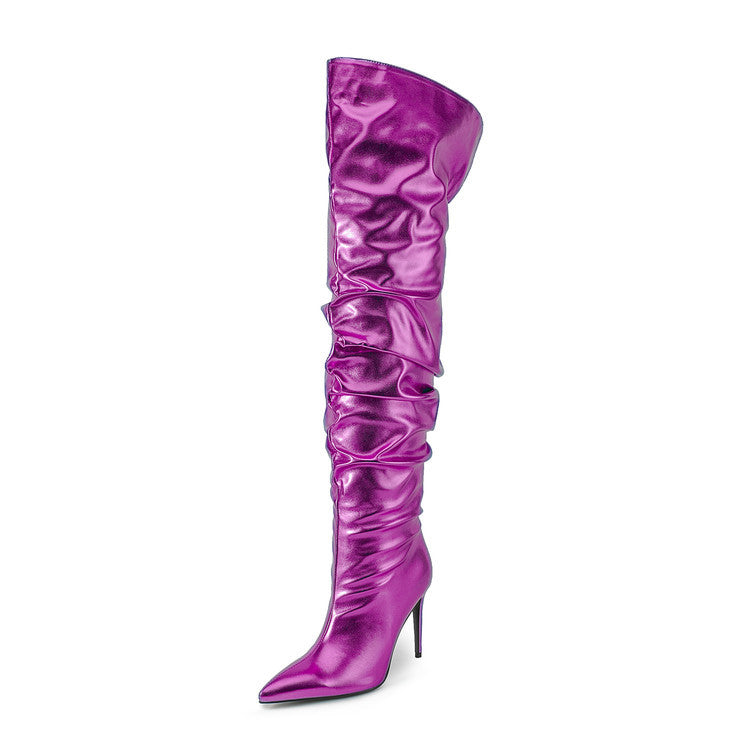 Farbige Stiletto-Over-the-Knee-Stiefel