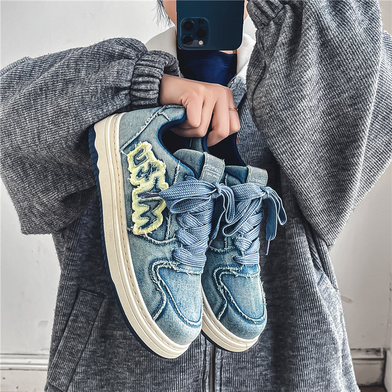 Denim Freizeitschuhe mit dicker Sohle | LuxeStyle