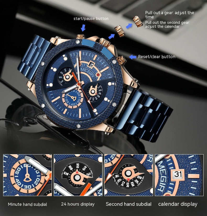 Stahlarmband-Multifunktion-Uhr – Bild 10 | LuxeStyle