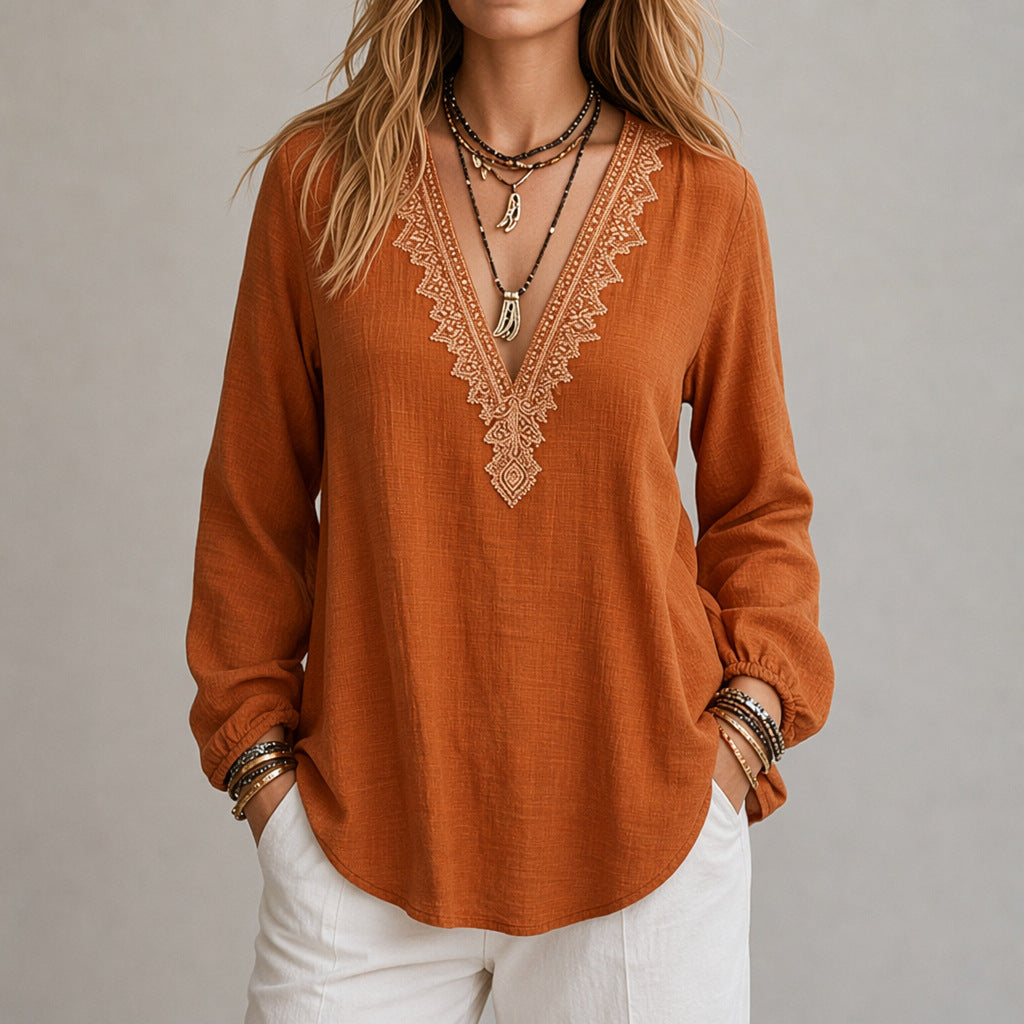 Damen Langarm-Top mit breiten Schultern