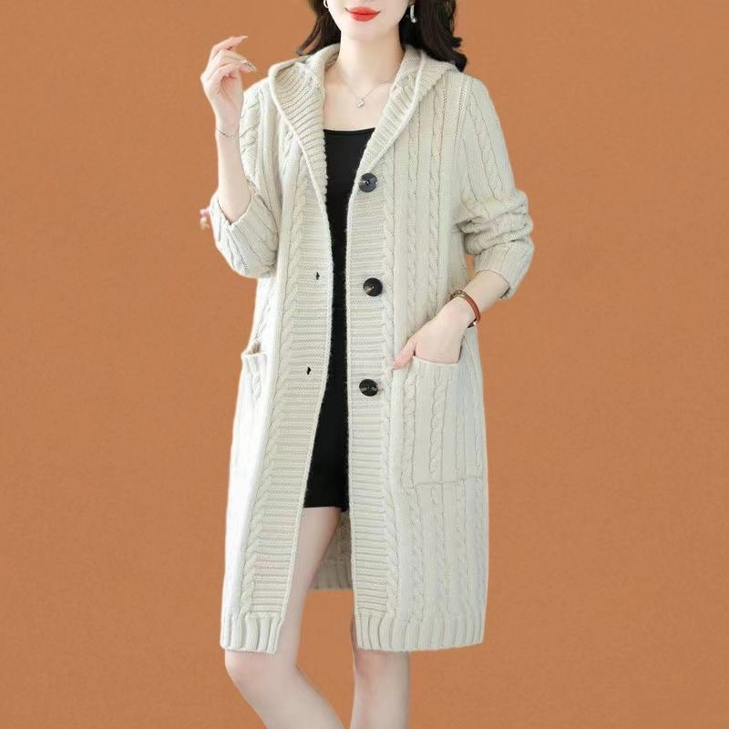 Kapuzen-Strickjacke für Damen