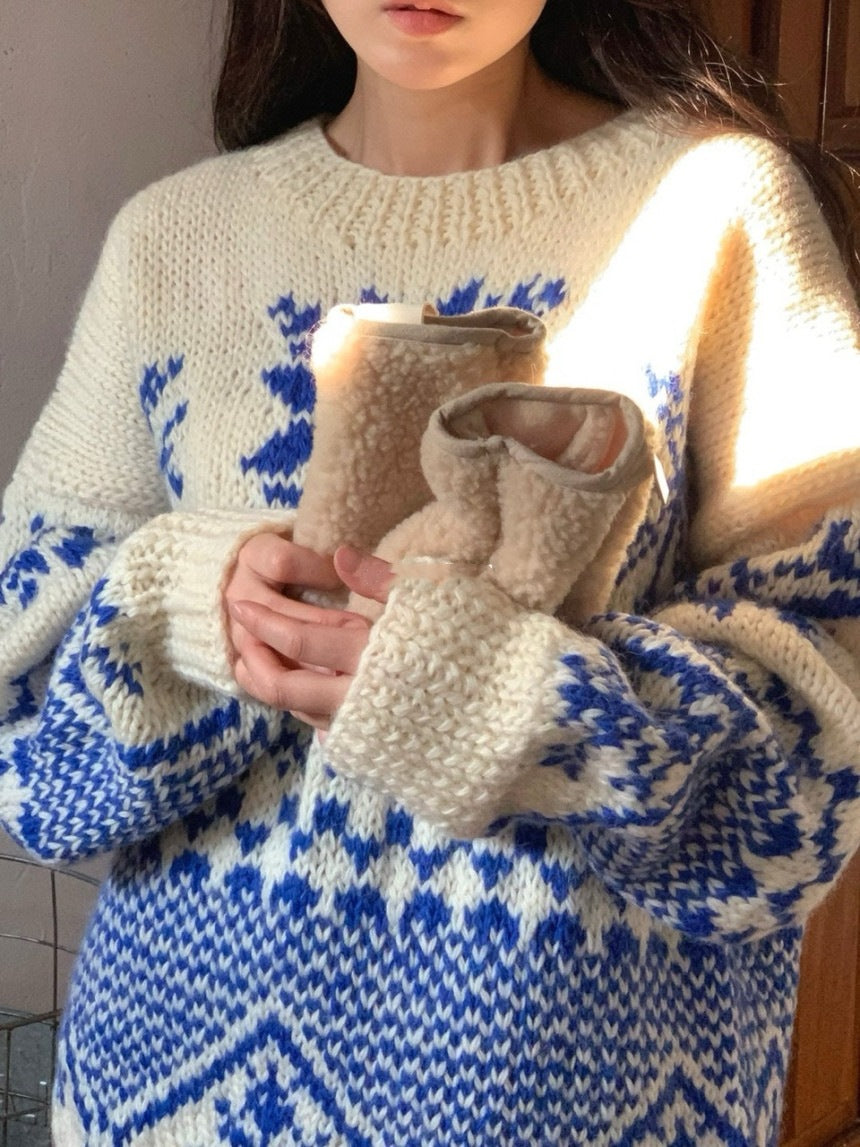 Farbblock-Strickpullover