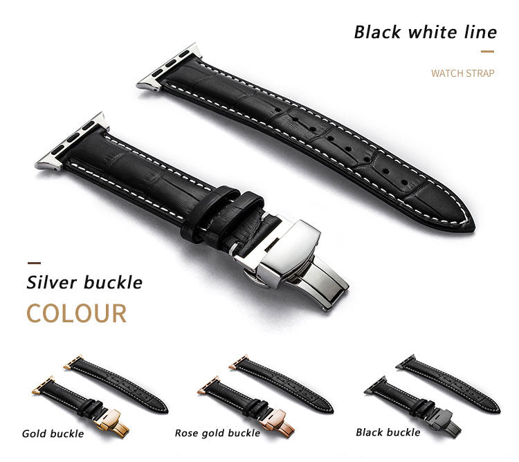 Lederarmband mit Faltschliesse und Doppelknopf