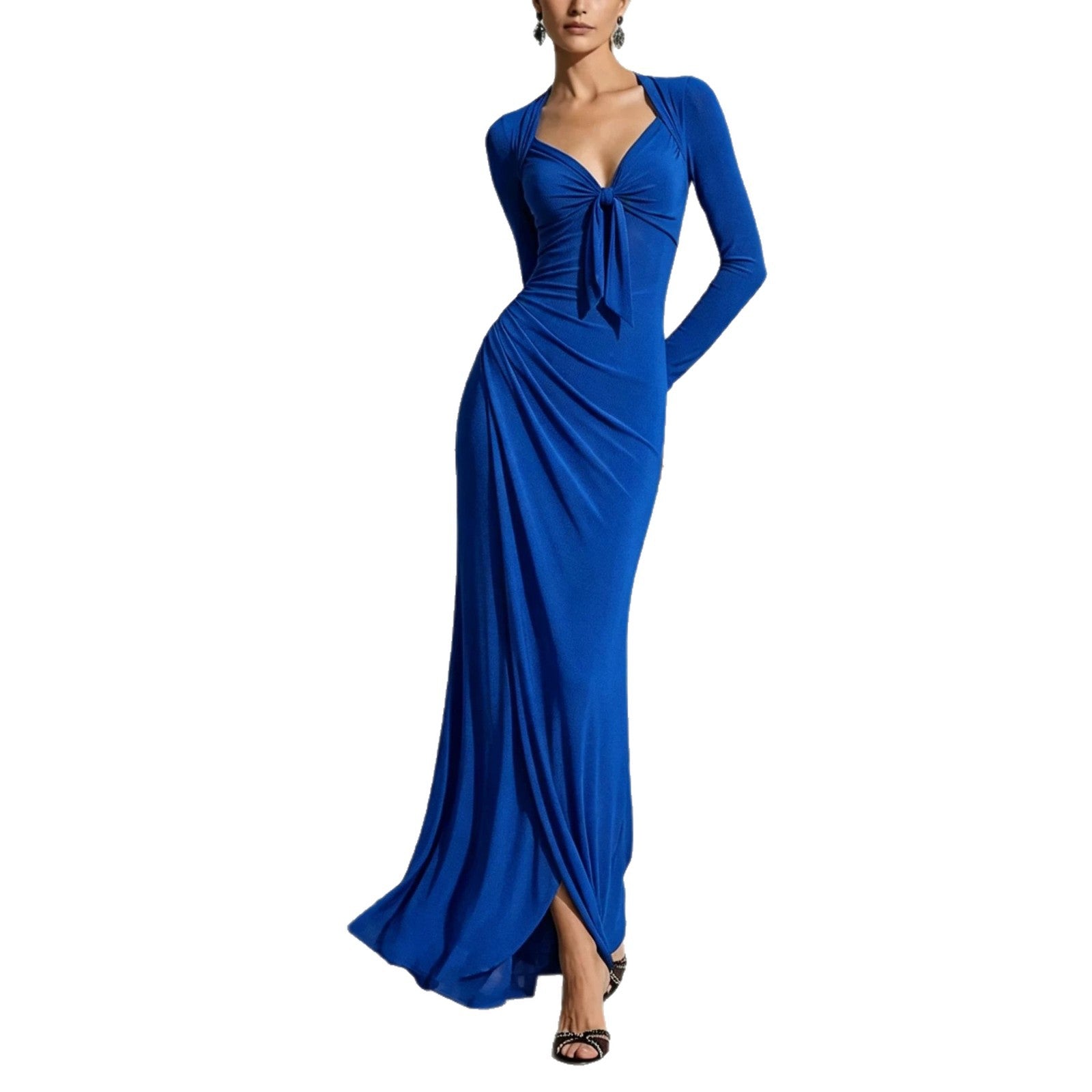 V-Ausschnitt Maxi-Kleid