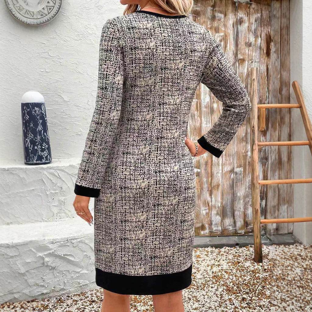 Elegantes Color-Block Midi-Kleid für Damen