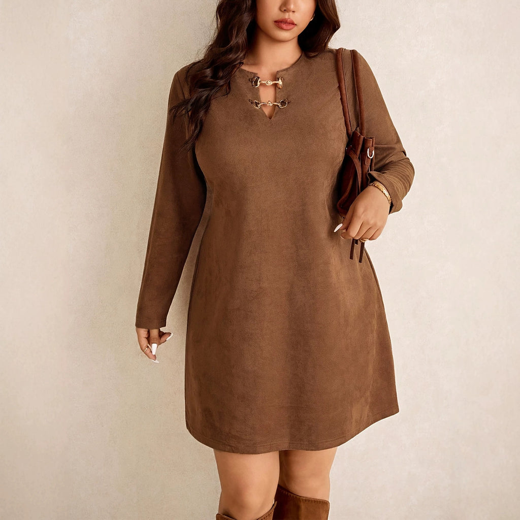 Elegantes A-Linien Midikleid mit Rundhals