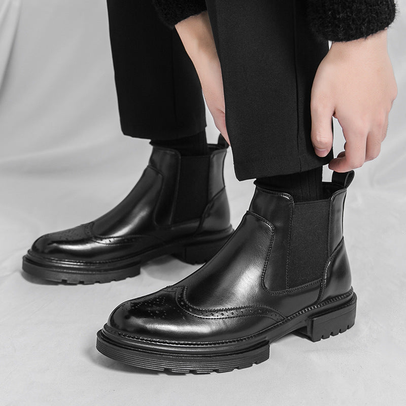 Herren High-Top Fashion Ankle Boots aus Leder