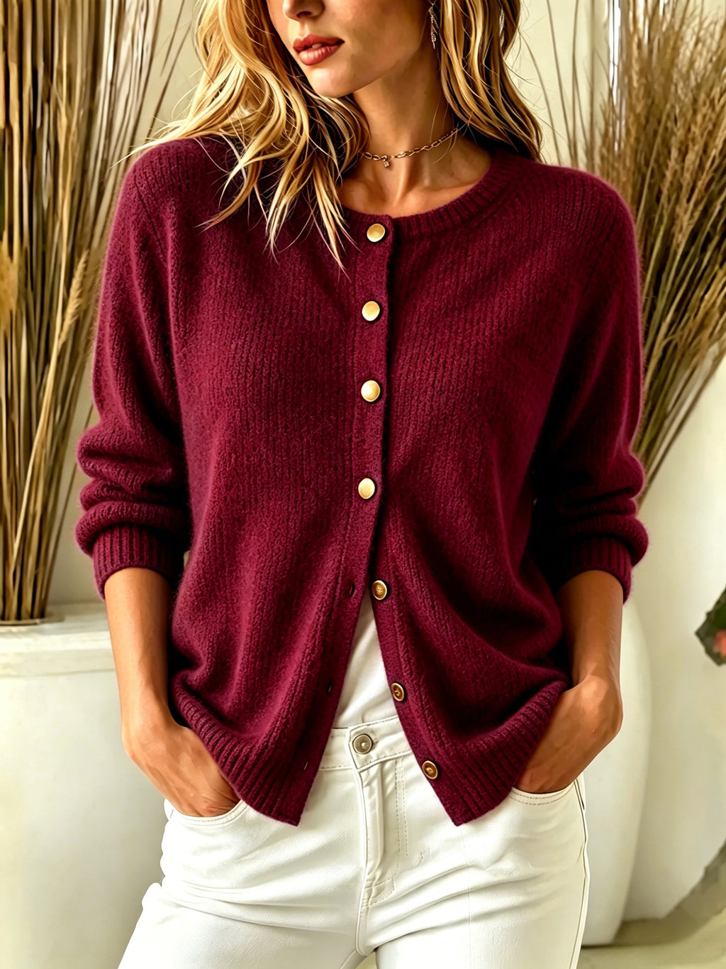 Damen-Cardigan Langarm Einfarbig